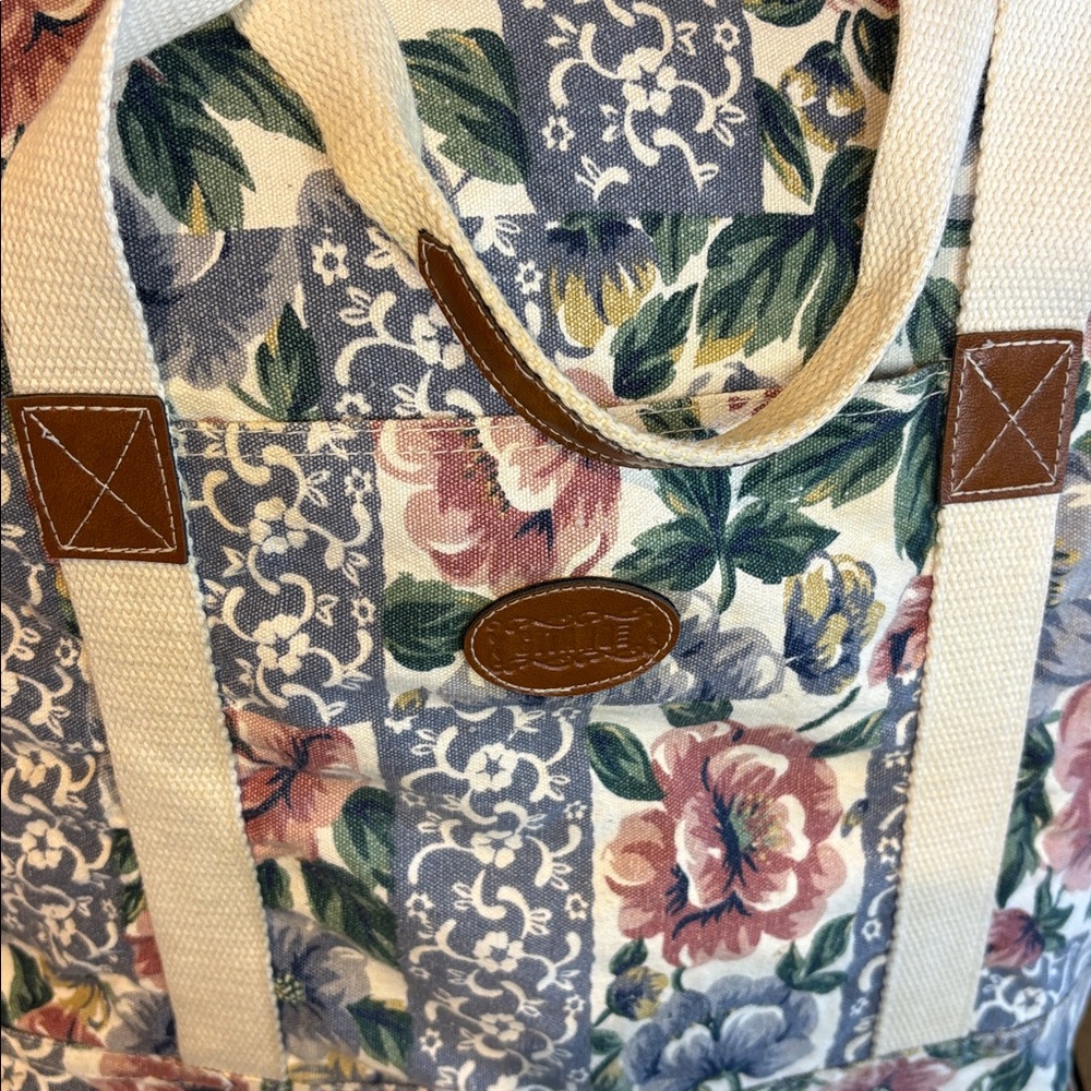 Gitano vintage 1980s Floral Canvas Tote Bag - Picture 7 of 8